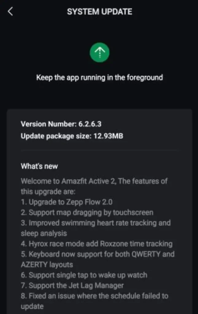 Amazfit Active 2 Update smartwatch showing new ZeppOS 5 features like Zepp Flow 2.0 and map dragging