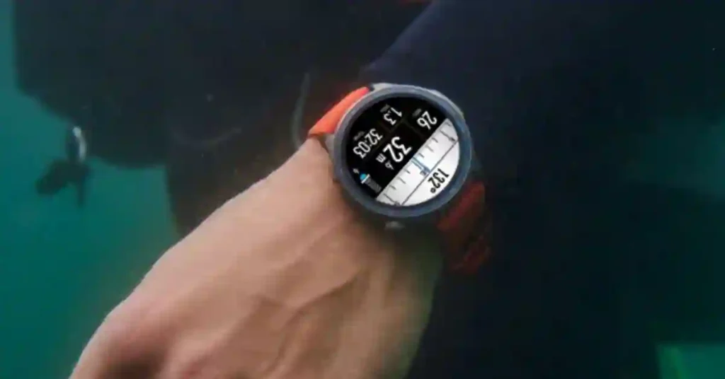 Close-up of Amazfit Balance 2 with aluminum body and sapphire glass, designed for everyday wear and fitness.