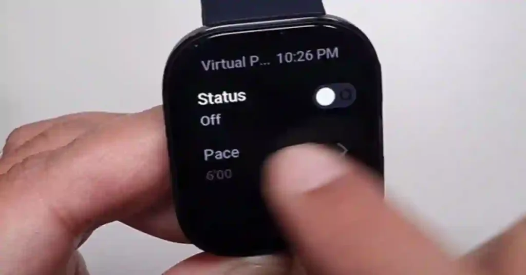 Amazfit Bip 6 displaying running workout settings and alerts