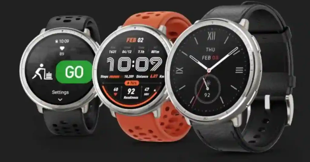 A lineup of the best Amazfit smartwatches in 2025, including the Balance 2, Cheetah Pro, T-Rex Ultra, and Active 2.