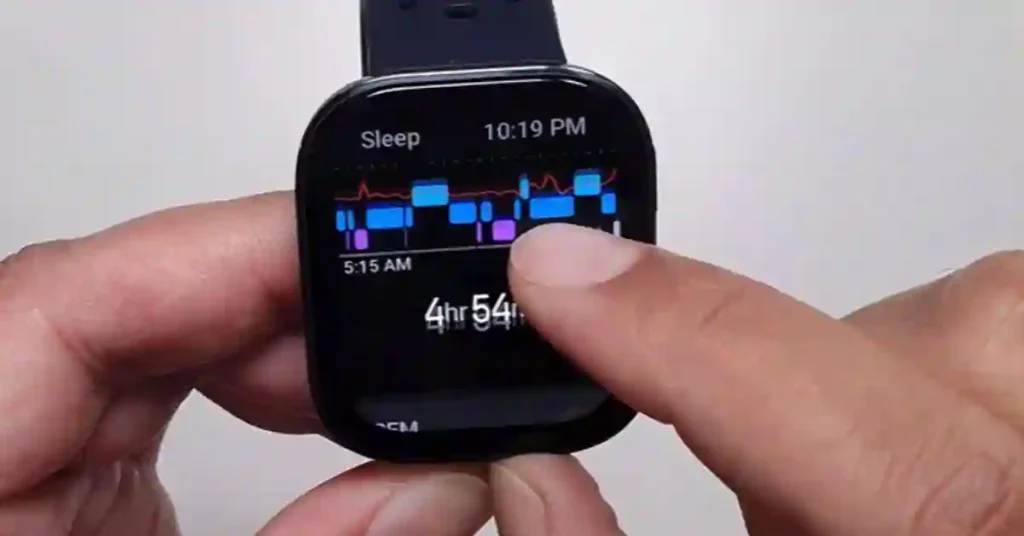 Amazfit Bip 6 showing detailed sleep analysis and schedule screen