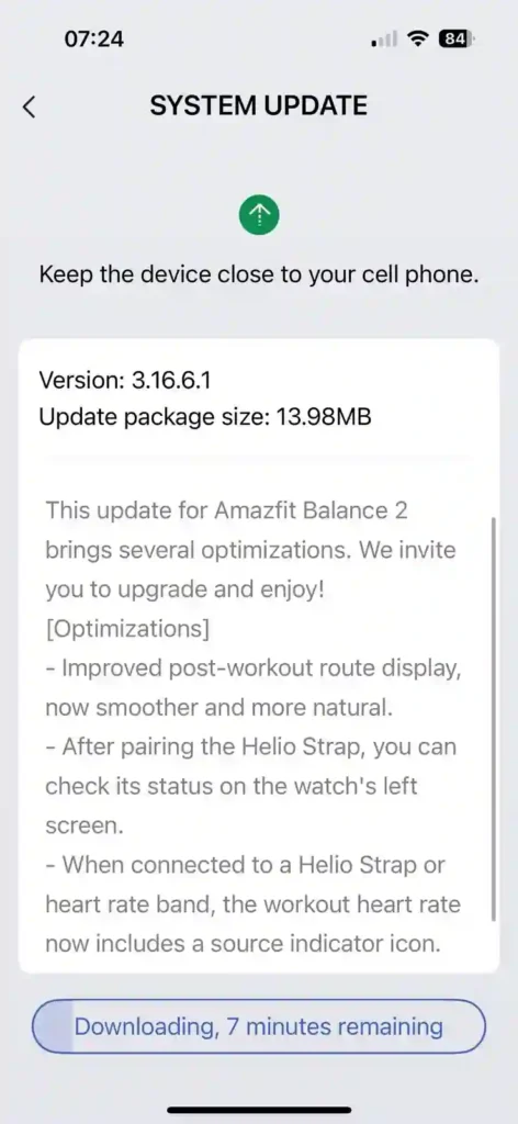 Amazfit Balance 2 Firmware Update 3.16.6.1