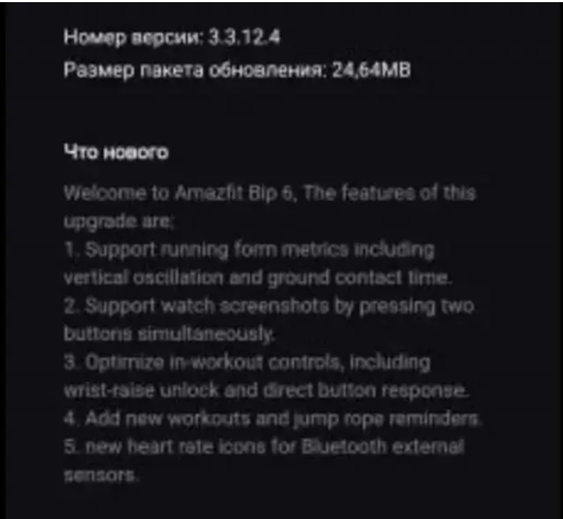 Amazfit Bip 6 Firmware v3.3.12.4 Update Screenshot of new Vertical Oscillation and Ground Contact Time running form metrics 