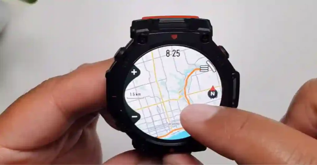 T-Rex 3 Pro smartwatch showing offline maps for hiking, running, and cycling navigation