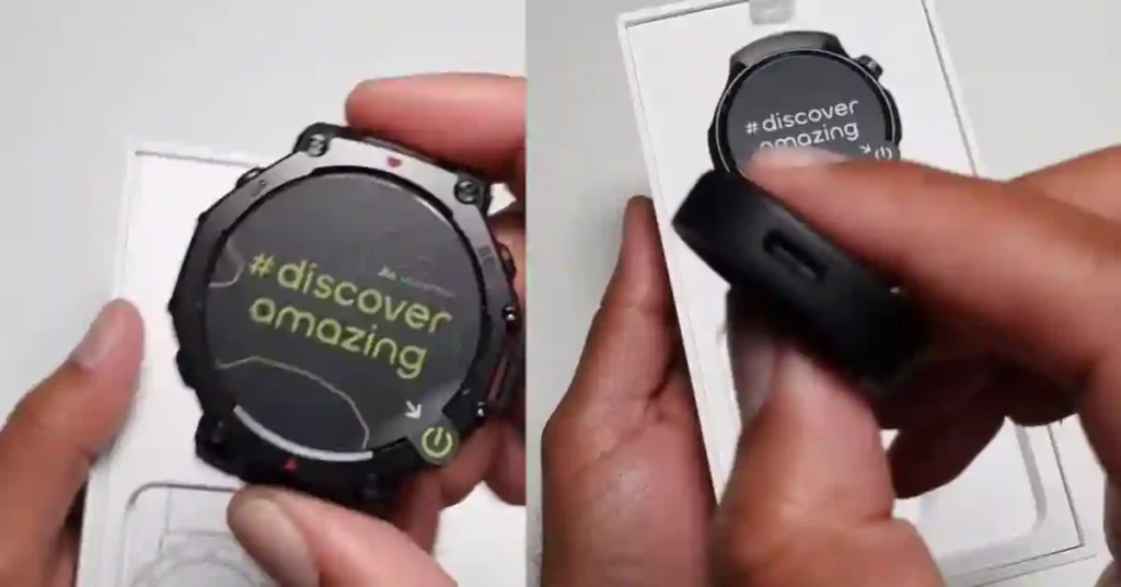 Amazfit T-Rex 3 Pro unboxing with single strap, charger, and paperwork