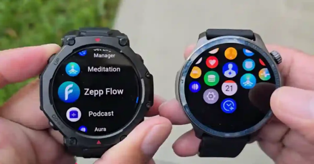 AMOLED display comparison of T-Rex 3 Pro and Balance 2 with vivid colors and brightness differences