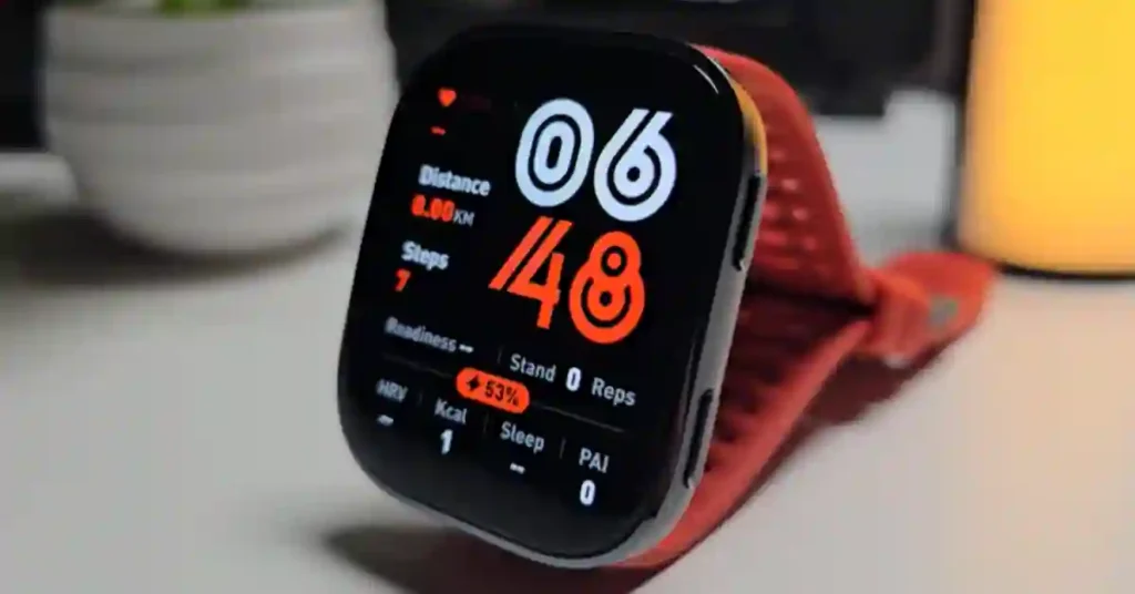 Amazfit Bip 6 AMOLED display shining bright under direct sunlight.