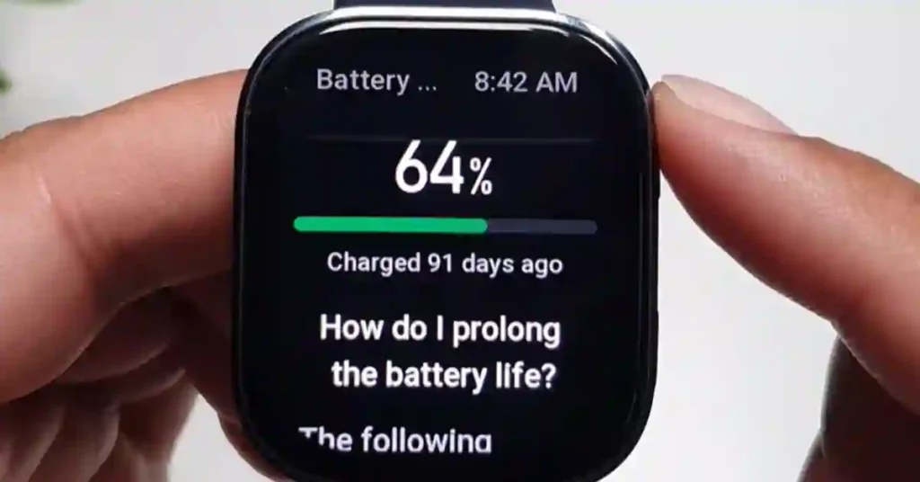 Amazfit Bip 6 smartwatch charging with USB-C magnetic charger showing long battery life