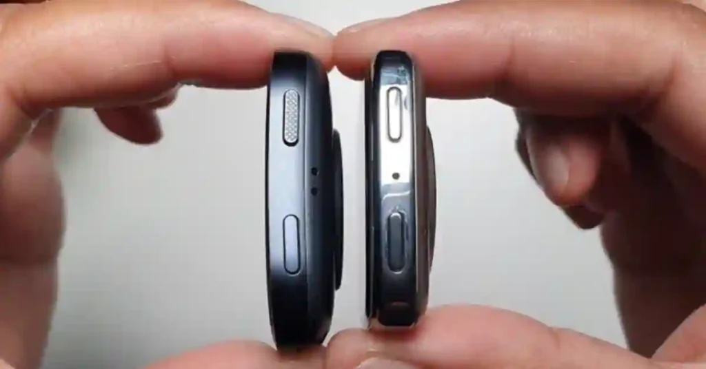 Close-up of Amazfit Bip 6 aluminum frame and Active 2 Square stainless steel bezel