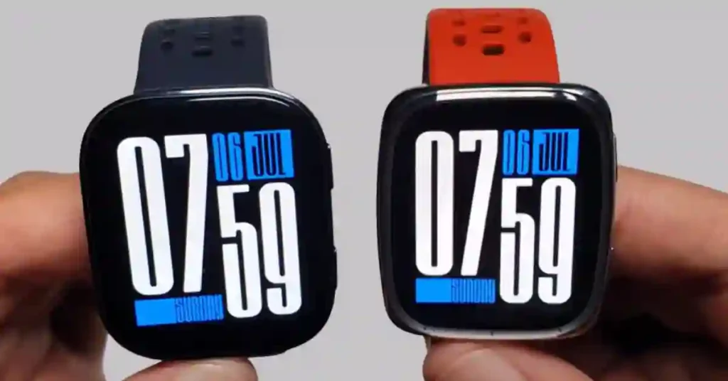 Amazfit Bip 6 and Amazfit Active 2 Square side-by-side showing size and design differences