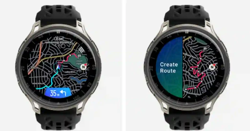 Screenshot of the Amazfit Cheetah 2 Pro's offline map and turn-by-turn navigation screen